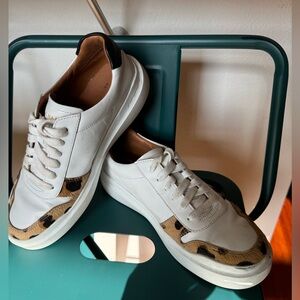 Colehaan Grands white leather and leopard sneakers women’s size 6 GUC
